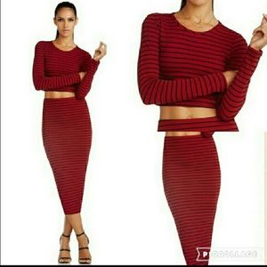 Nicki Minaj Textured Stripe Midi Skirt